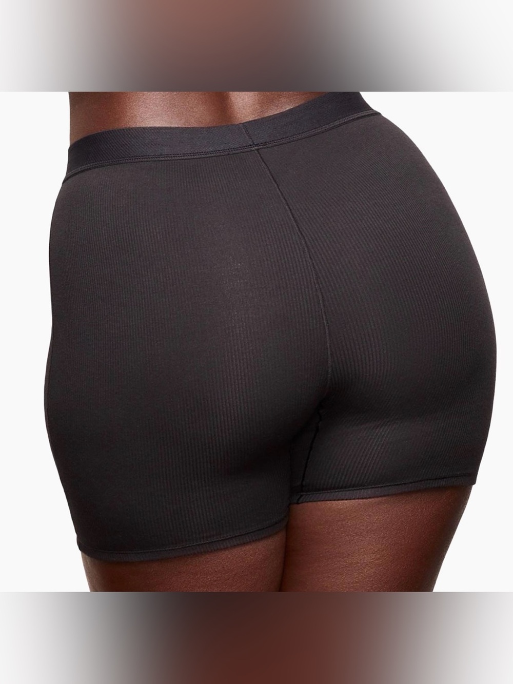 NWT SKIMS Black Cotton Ribbed Boxer - Picture 7 of 11